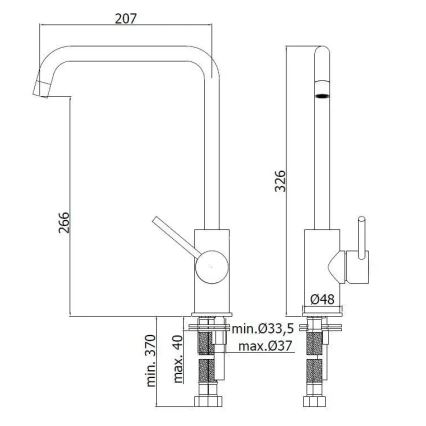 Paffoni - Kuhinjska armatura LIGHT 32,6 cm sijajni krom