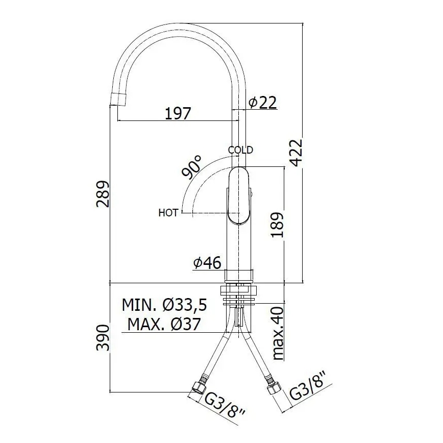 Paffoni - Kuhinjska pipa CANDY, sijajni krom