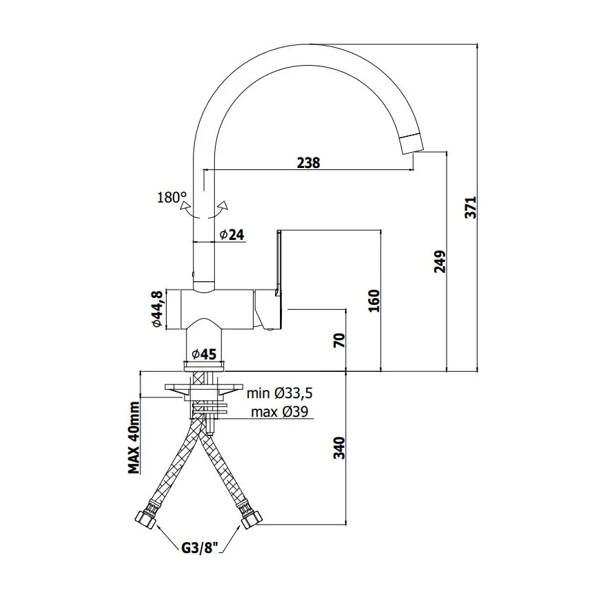 Paffoni - Kuhinjska pipa RINGO črna