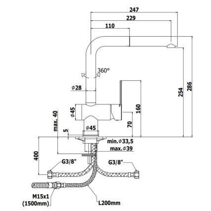 Paffoni - Kuhinjska pipa RINGO z izvlečno šobo, črna