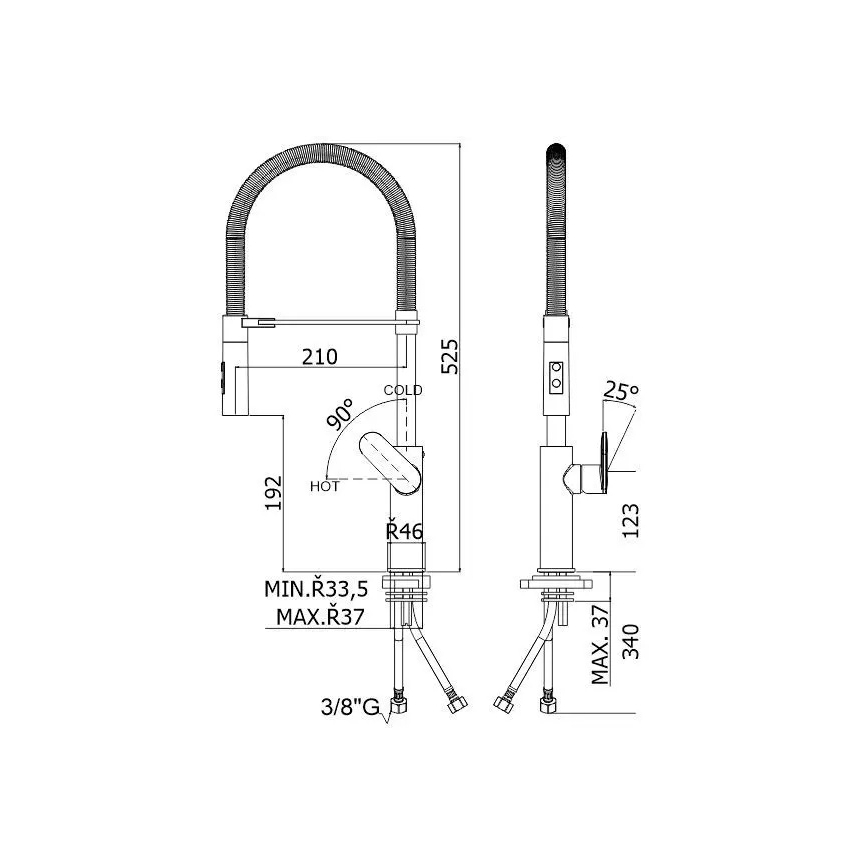 Paffoni - Kuhinjska pipa z izvlečno prho CANDY, 52,5 cm, sijajni krom