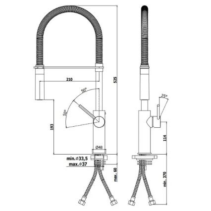 Paffoni - Kuhinjska pipa z izvlečno prho LIGHT 52,5 cm, krom visokega sijaja