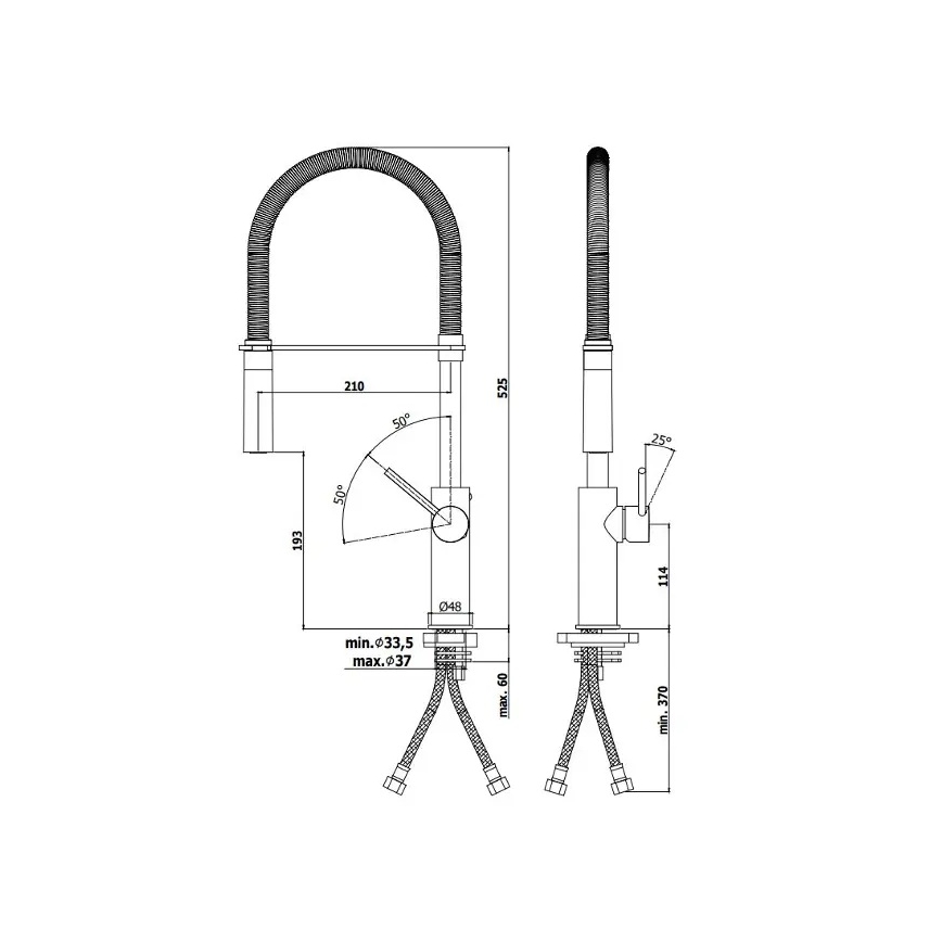 Paffoni - Kuhinjska pipa z izvlečno prho LIGHT 52,5 cm, krom visokega sijaja