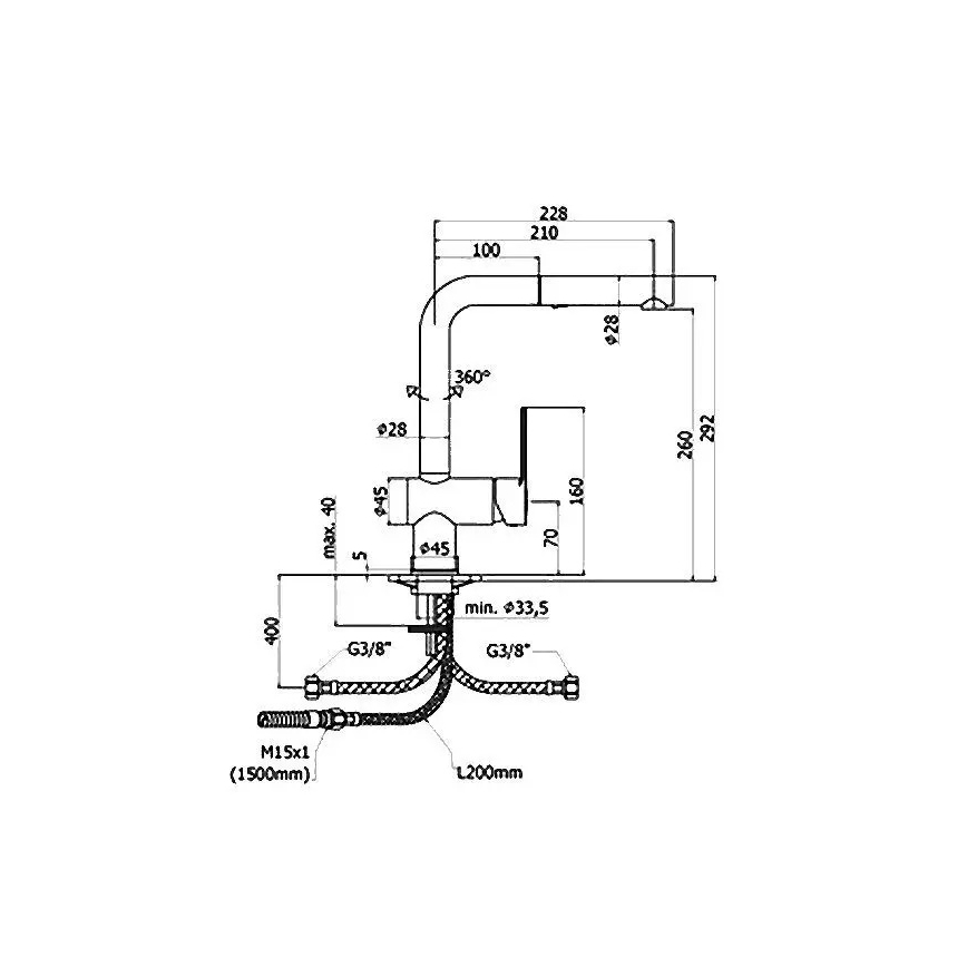 Paffoni - Kuhinjska pipa z izvlečno prho RINGO 29,2 cm