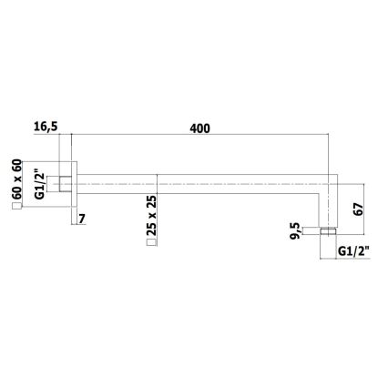 Paffoni - Kvadratna tušna roka 40 cm črna