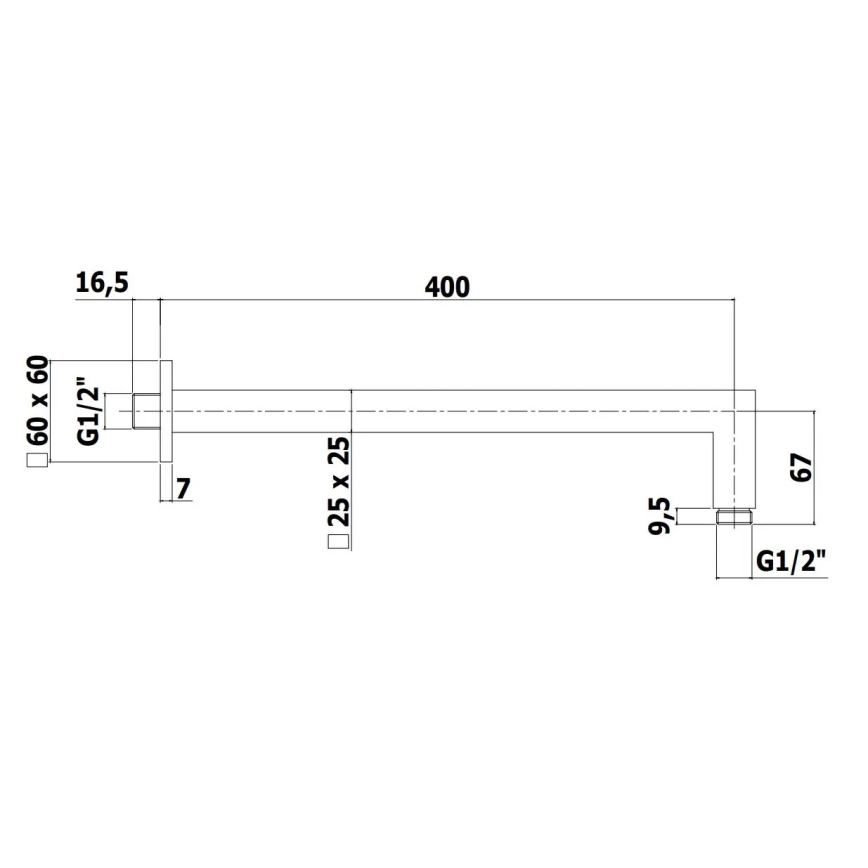 Paffoni - Kvadratna tušna roka 40 cm črna