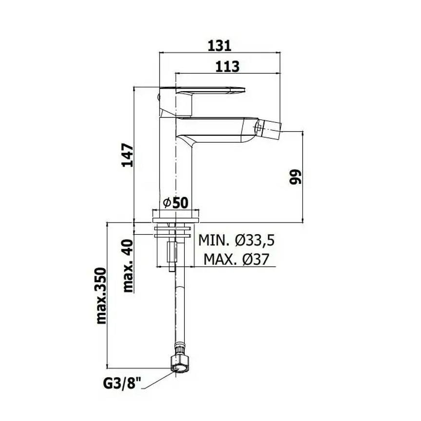 Paffoni - Pipa za bide CANDY, sijajni krom
