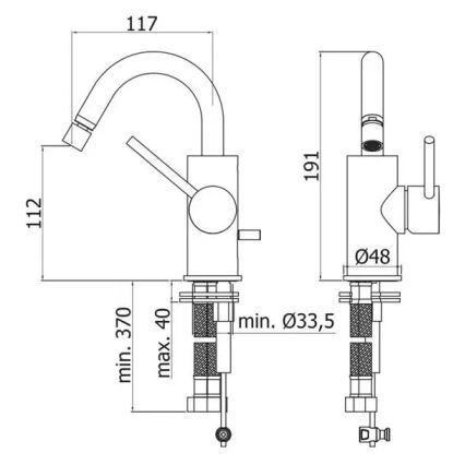 Paffoni - Pipa za bide LIGHT črna