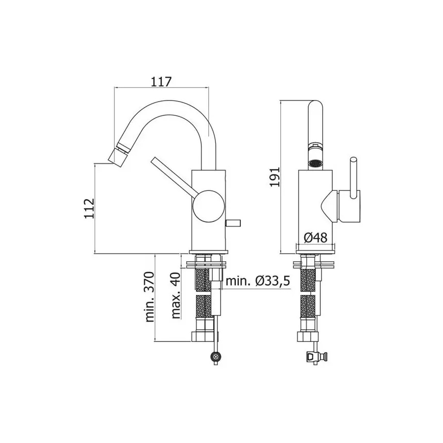 Paffoni - Pipa za bide LIGHT črna