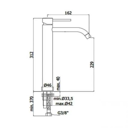 Paffoni - Pipa za umivalnik LIGHT črna