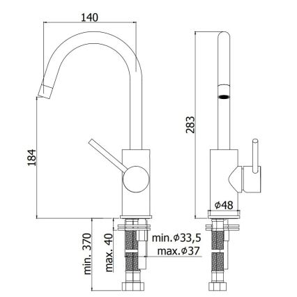 Paffoni - Pipa za umivalnik LIGHT, črna