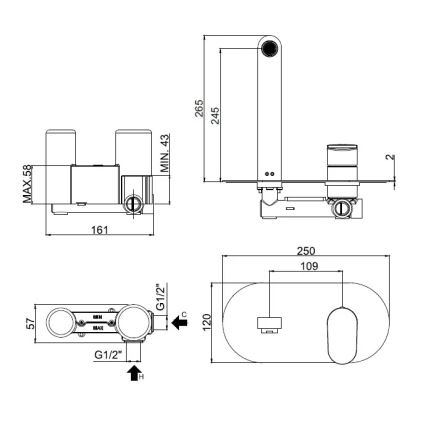 Paffoni - Podometna pipa za umivalnik CANDY, sijajni krom