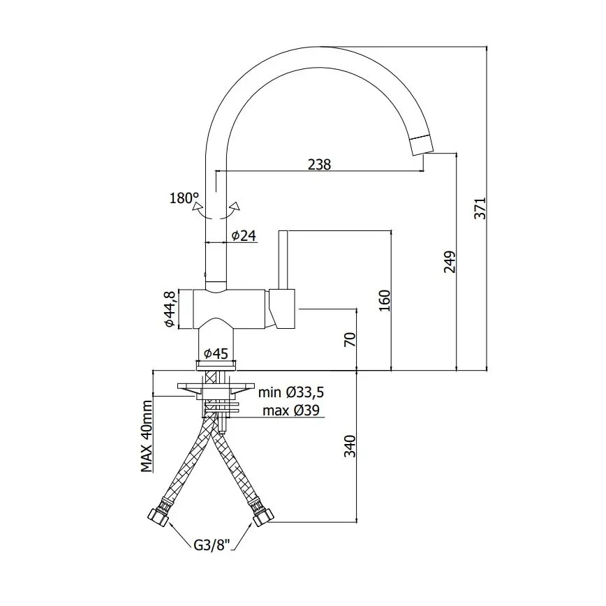Paffoni - pomivalna armatura LIGHT črna