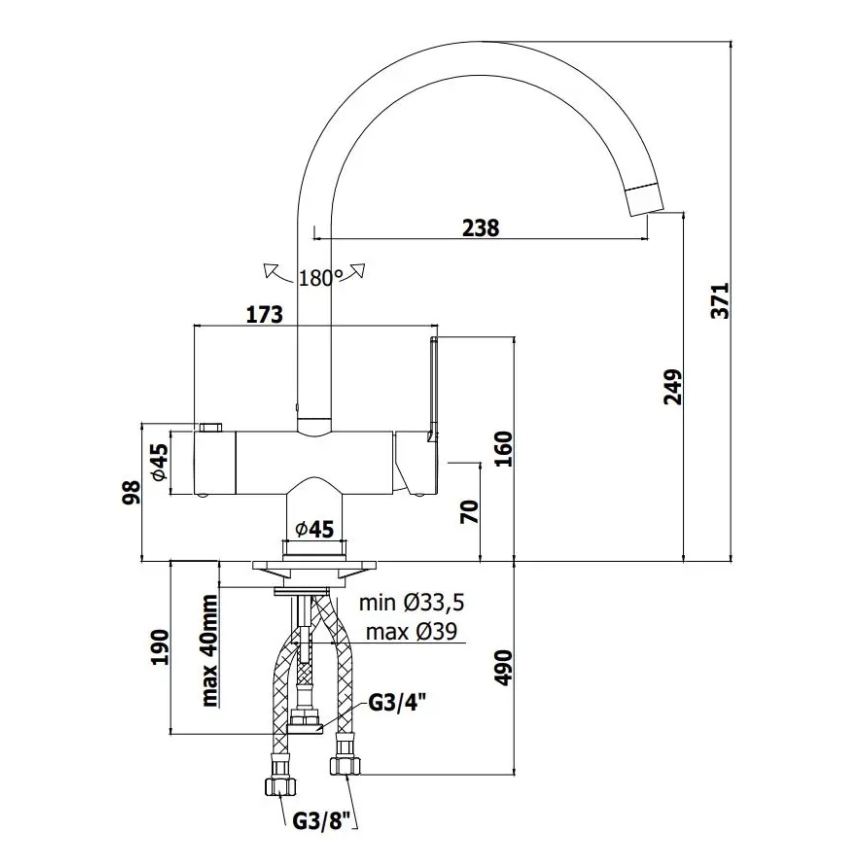 Paffoni - Pomivalna armatura RINGO, sijajni krom