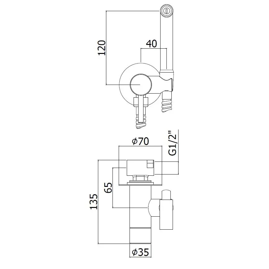 Paffoni - Stenski komplet z ročno bidetno prho za podometno vgradnjo RINGO WEST bronasta