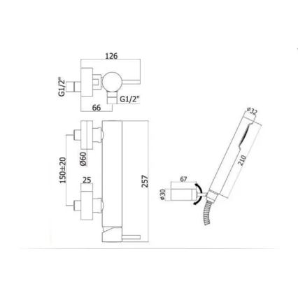 Paffoni - tuš komplet z mešalno armaturo LIGHT mat črna
