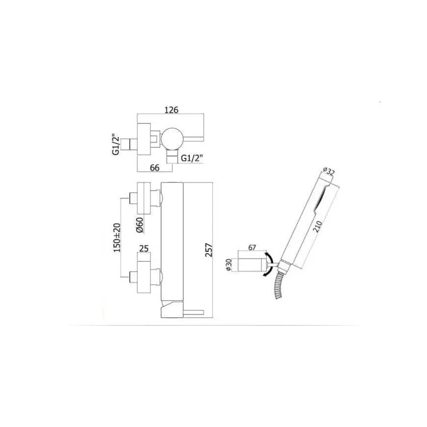 Paffoni - tuš komplet z mešalno armaturo LIGHT mat črna