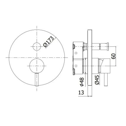 Paffoni - Tuš mešalnik za vgradno montažo LIGHT sijajni krom