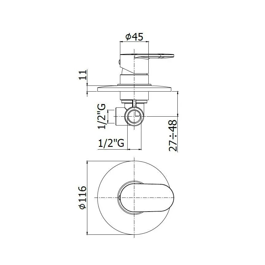 Paffoni - Tušna baterija CANDY, sijajni krom