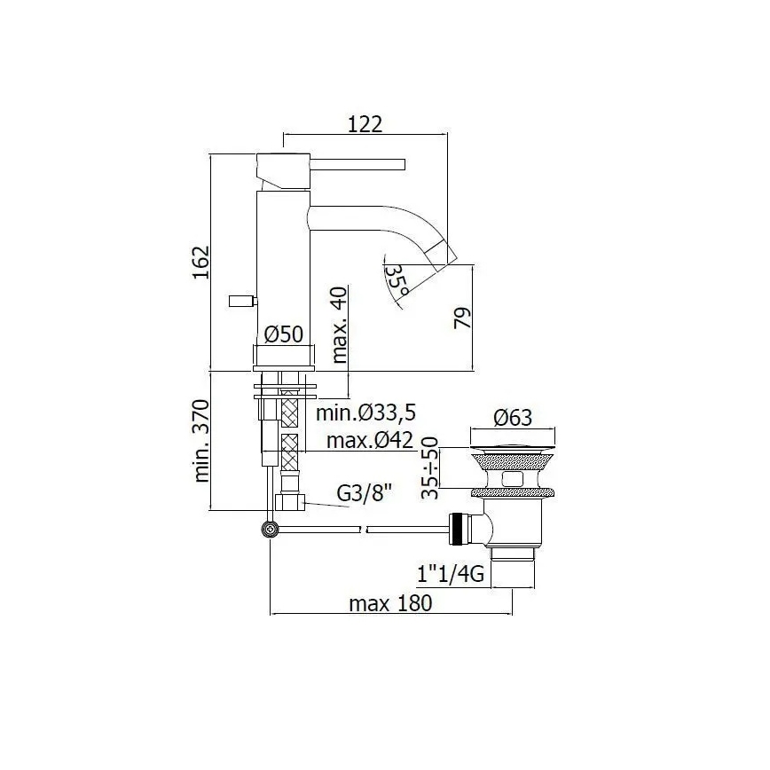 Paffoni - Umivalni mešalnik LIGHT iz nerjavečega jekla