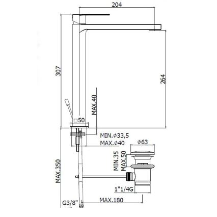 Paffoni - Umivalniška baterija + odtok TANGO poliran krom