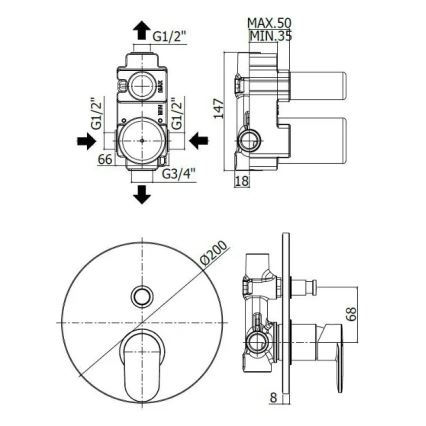Paffoni - Vgradna kadna armatura CANDY, krom visokega sijaja