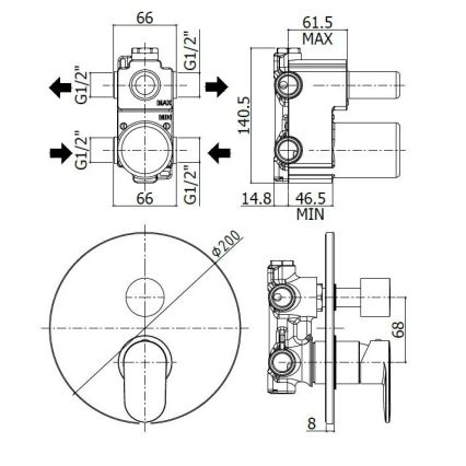 Paffoni - Vgradna tuš baterija CANDY, sijajni krom