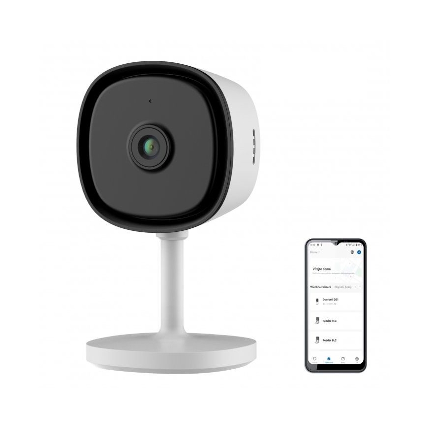 Pametna notranja kamera s senzorjem Full HD 1080p, 5V, Wi‑Fi, Tuya, bela
