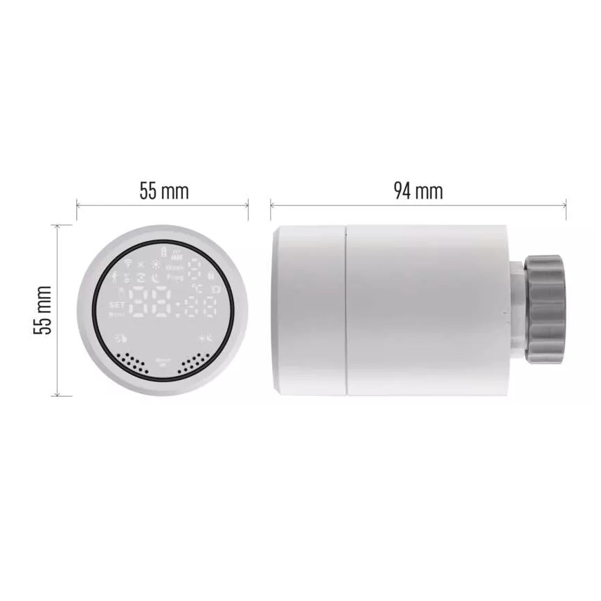 Pametna termostatska glava z LCD zaslonom GoSmart M30x1,5 2xAA/1,5V Tuya