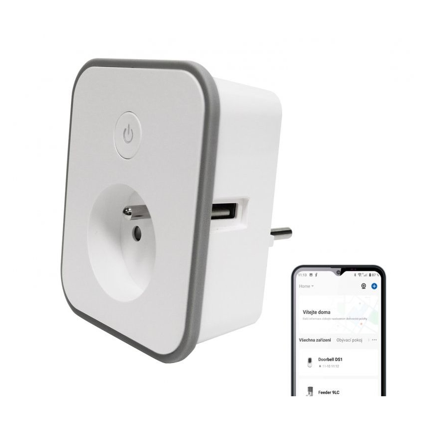 Pametna vtičnica z merjenjem porabe 3680W/230V + 2xUSB/12W/5V Wi-Fi