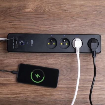 Pametni dodatek kabel s stikalom GoSmart 4Z + 1xUSB-A + 1xUSB-C 2 m Wi-Fi Tuya