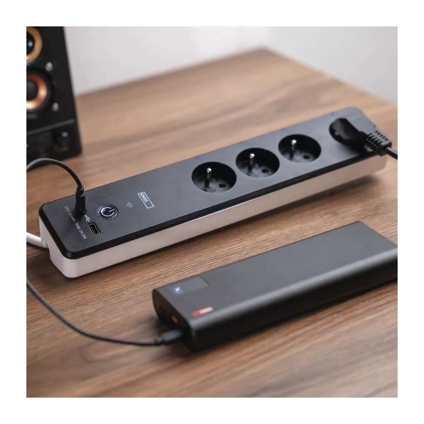 Pametni dodatek kabel s stikalom GoSmart 4Z + 1xUSB-A + 1xUSB-C 2 m Wi-Fi Tuya