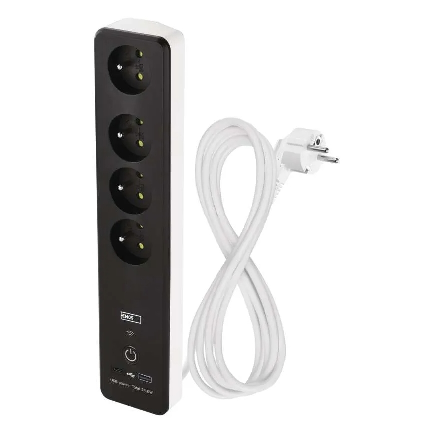 Pametni dodatek kabel s stikalom GoSmart 4Z + 1xUSB-A + 1xUSB-C 2 m Wi-Fi Tuya