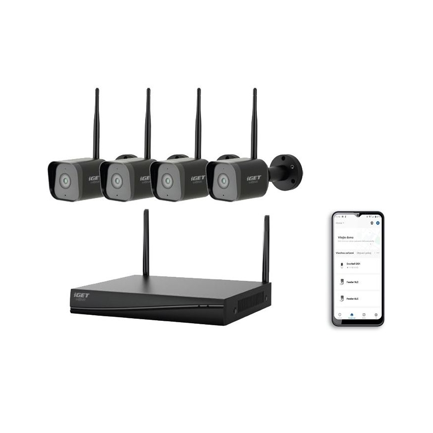 Pametni kamerni sistem + 4 kamere s senzorjem 2K+ 12V IP65 Wi-Fi Tuya