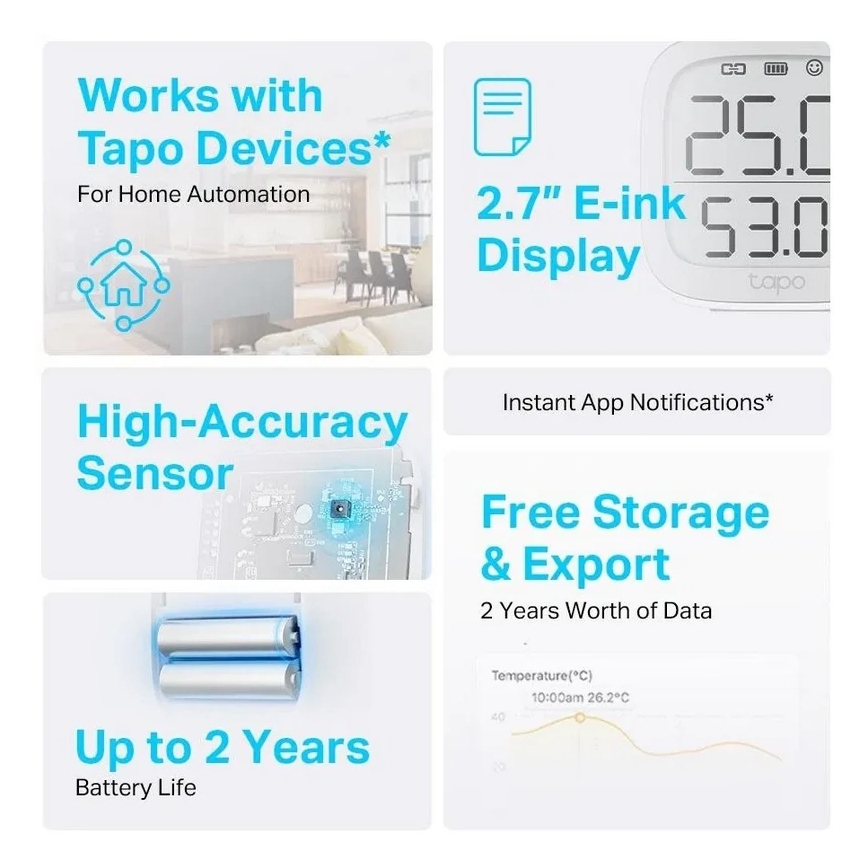 Pametni merilnik temperature in vlažnosti 2xAAA