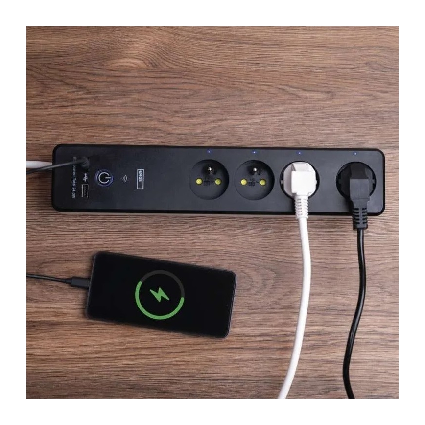 Pametni podaljšek z vklopnim gumbom GoSmart 4Z + 1xUSB-A + 1xUSB-C 2 m Wi-Fi Tuya