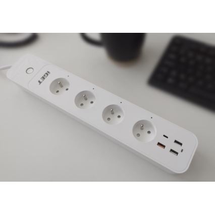 Pametni podaljšek s stikalom 1,5 m 4Z + 4xUSB Wi-Fi