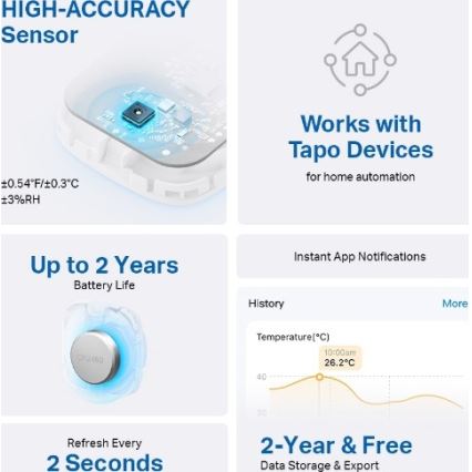 Pametni senzor za merjenje temperature in vlažnosti 1xCR2450
