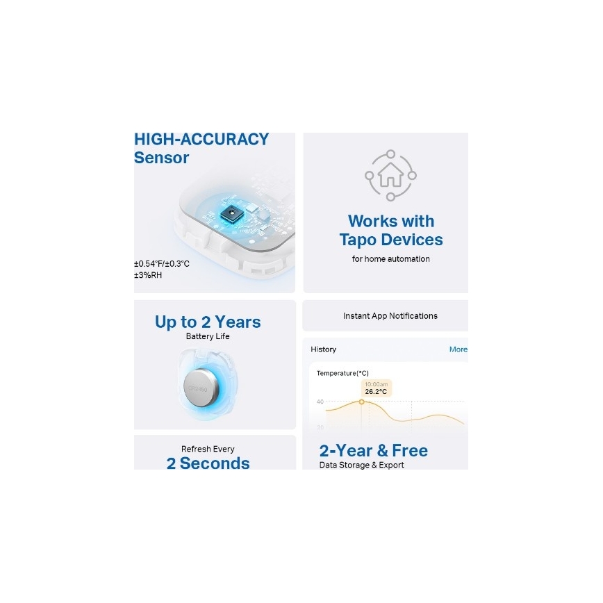 Pametni senzor za merjenje temperature in vlažnosti 1xCR2450