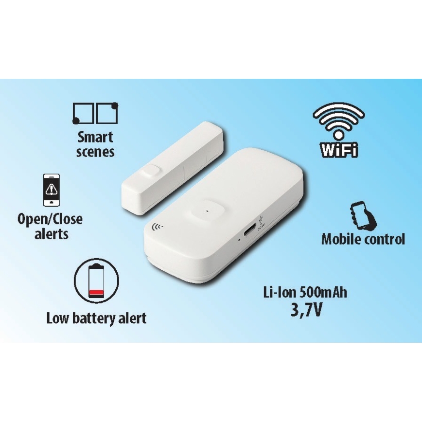 Pametni senzor za okna in vrata 3,7V 500 mAh Wi-Fi Tuya