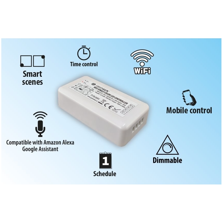 Pametni upravljalnik za enobarvne LED trakove 5-24V Wi-Fi Tuya