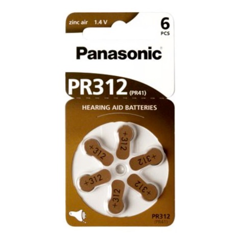 Panasonic - 6 kom Baterije za slušne aparate PR-312 1,4V