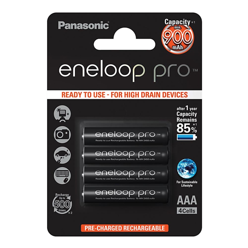 Panasonic Eneloop Pro BK-4HCDE/4BP - 4 kom polnilne baterije AAA Eneloop Pro NiMH/1