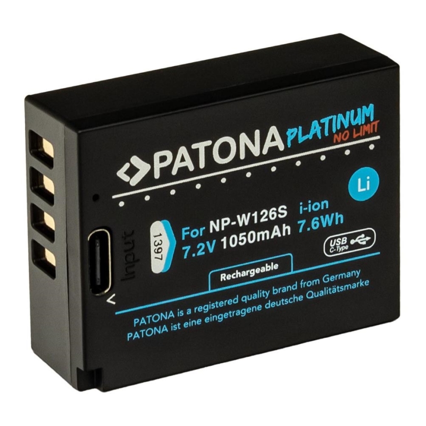 PATONA - Baterija Fuji NP-W126S 1050mAh Li-Ion Platinum USB-C polnjenje