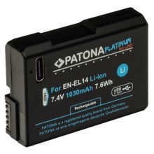 PATONA - Baterija Nikon EN-EL14/EN-EL14A 1030mAh Li-Ion Platinum USB-C polnjenje