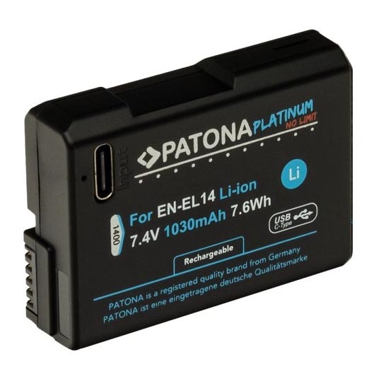 PATONA - Baterija Nikon EN-EL14/EN-EL14A 1030mAh Li-Ion Platinum USB-C polnjenje