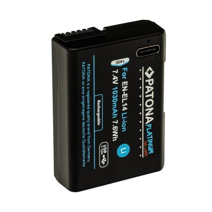 PATONA - Baterija Nikon EN-EL14/EN-EL14A 1030mAh Li-Ion Platinum USB-C polnjenje