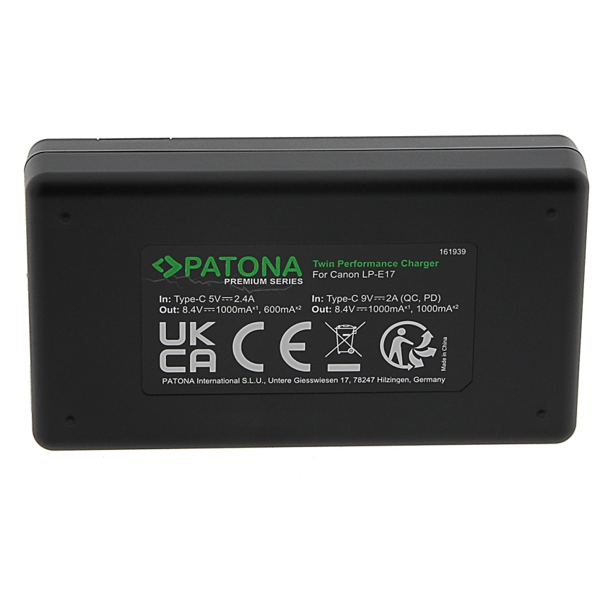 PATONA - Polnilec Dual Canon LP-E17 + kabel USB-C 0,6m