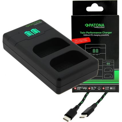 PATONA - Polnilec Dual Olympus BLX-1 + kabel USB-C 0,6m