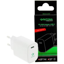 PATONA - Polnilni adapter USB-C Power delivery 20W/230V bela